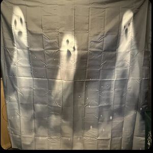 Fabric Ghost Shower bathroom Curtain Waterproof with 12 Hooks - 71”x 71”